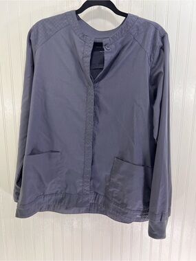 Vera Bradley Slate Gray Quilted-Accent Scrubs Utility Jacket Size L